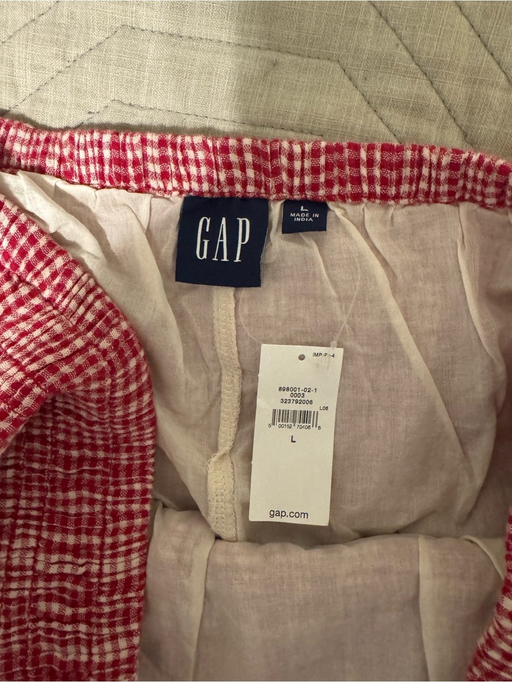 GAP Red Gingham Mini Skirt with Smocked Waist - Picture 3 of 3